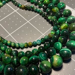 Set Dyed Green Stone Tiger Eye Beads 10/8/6/4mm